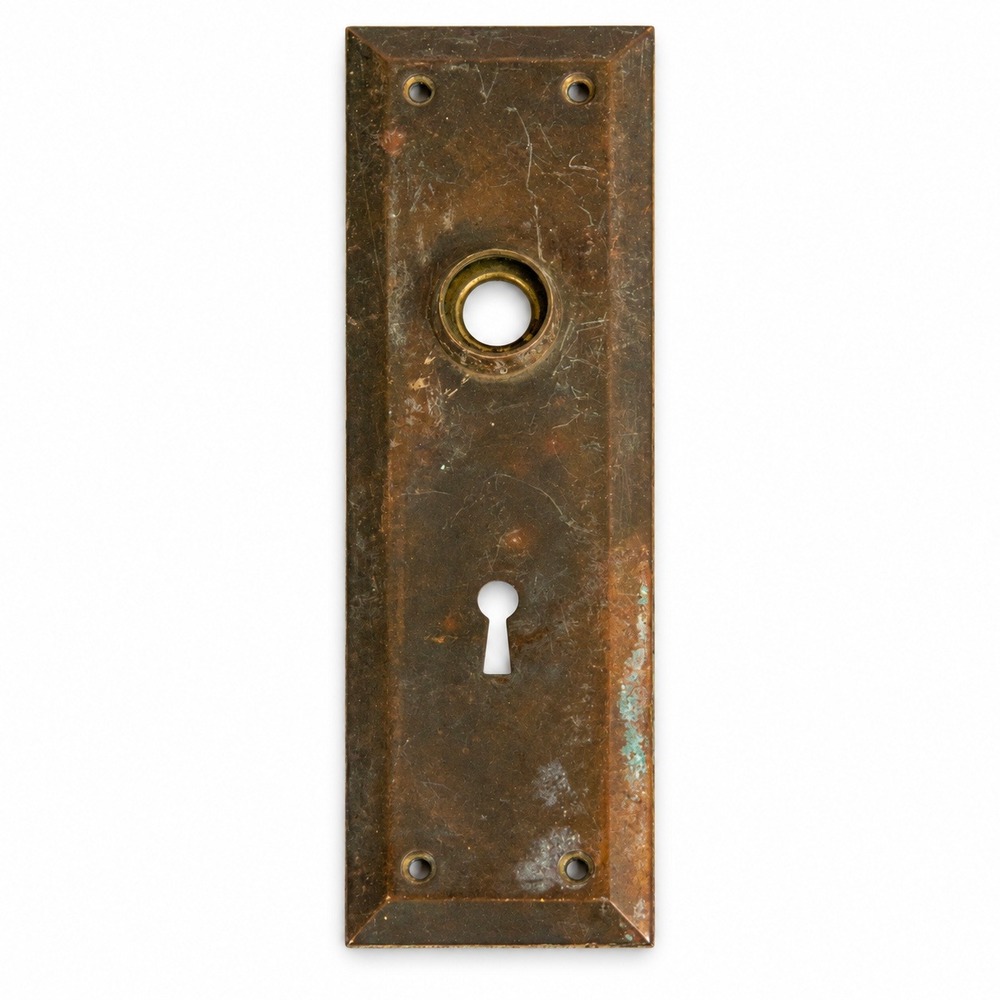 Antique Brass Door Escutcheon Plate Vintage Keyhole Backplate Hardware